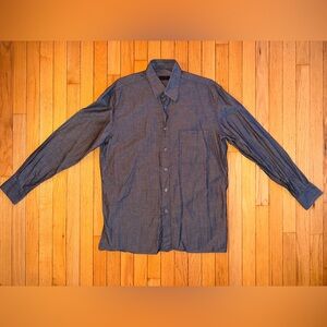 Men’s Metropolitan VIew Gray Black Button Down Dress Shirt Size Medium EUC